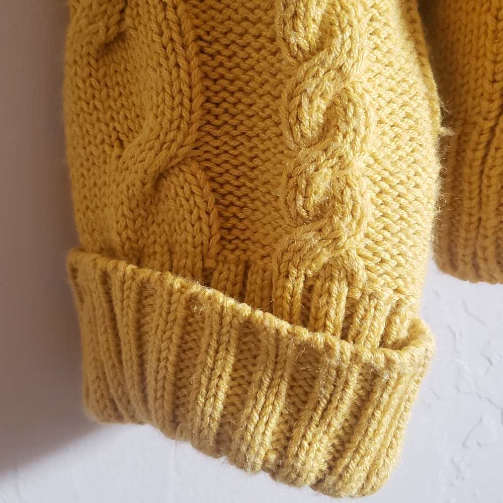 Zara Sweater Yellow Crewneck Cable Knitwear Youth Womens M Boho Chunky Pullover - Picture 4 of 7